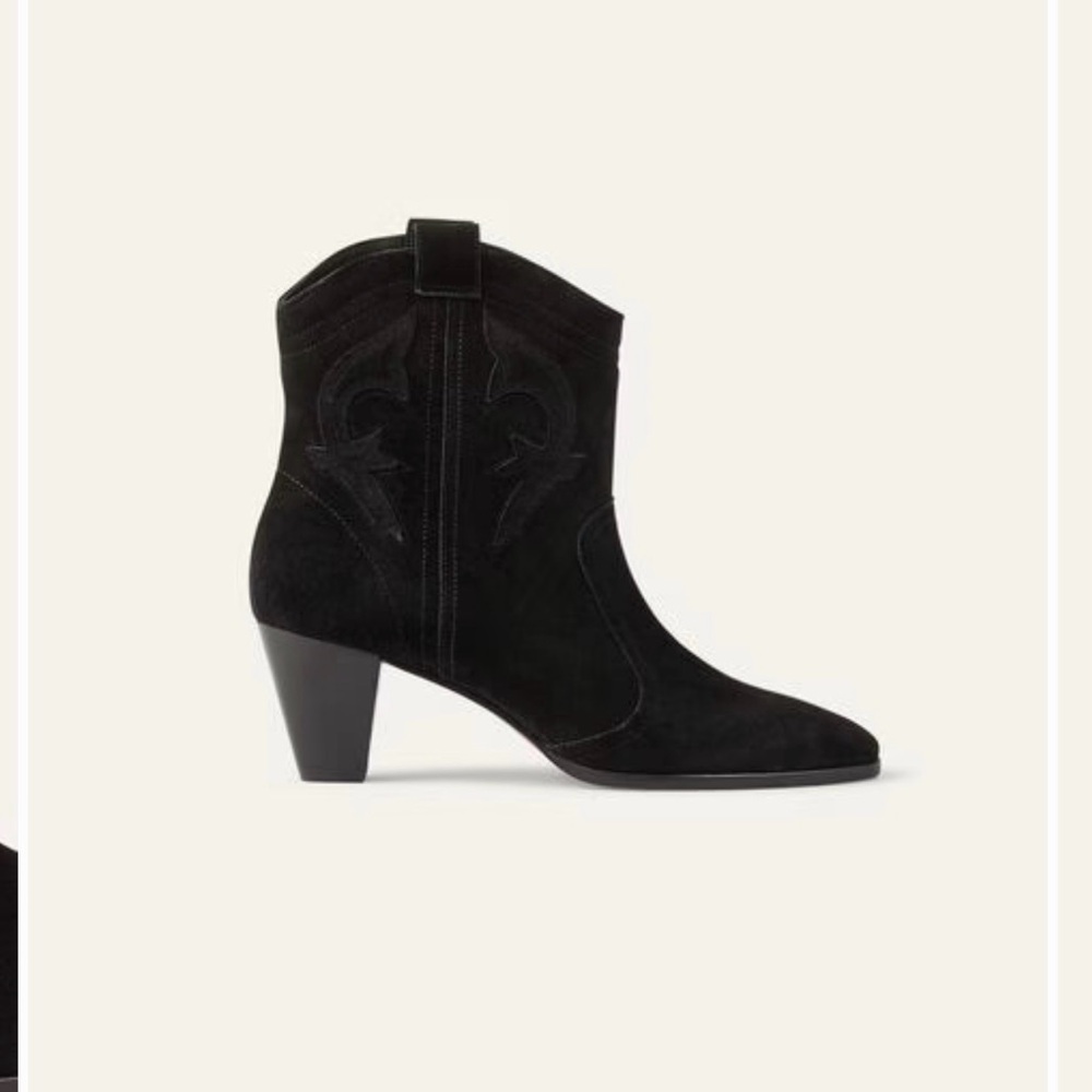 ba&sh Black Casey Suede Western-Inspired Ankle Boot LIKE NEW